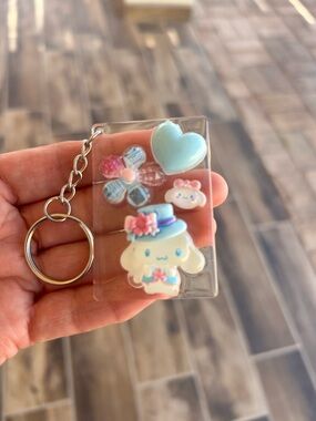 Cute Blue Character Cinnamon Keychain Resin Charms